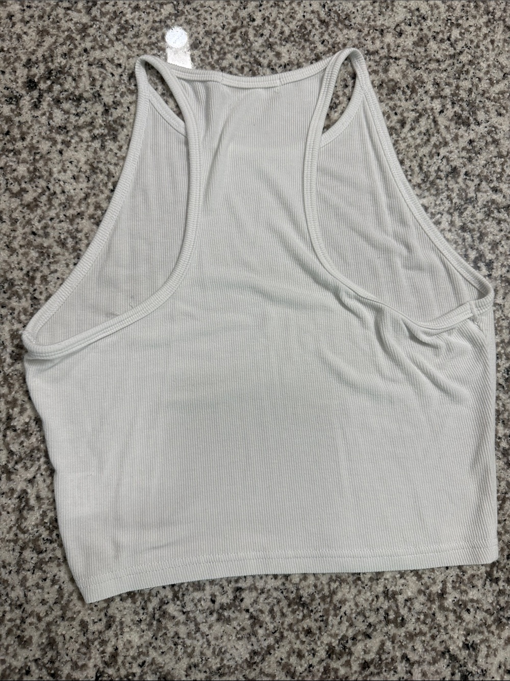 Berryou White Ribbed High-Neck Racerback Tank - Picture 2 of 2